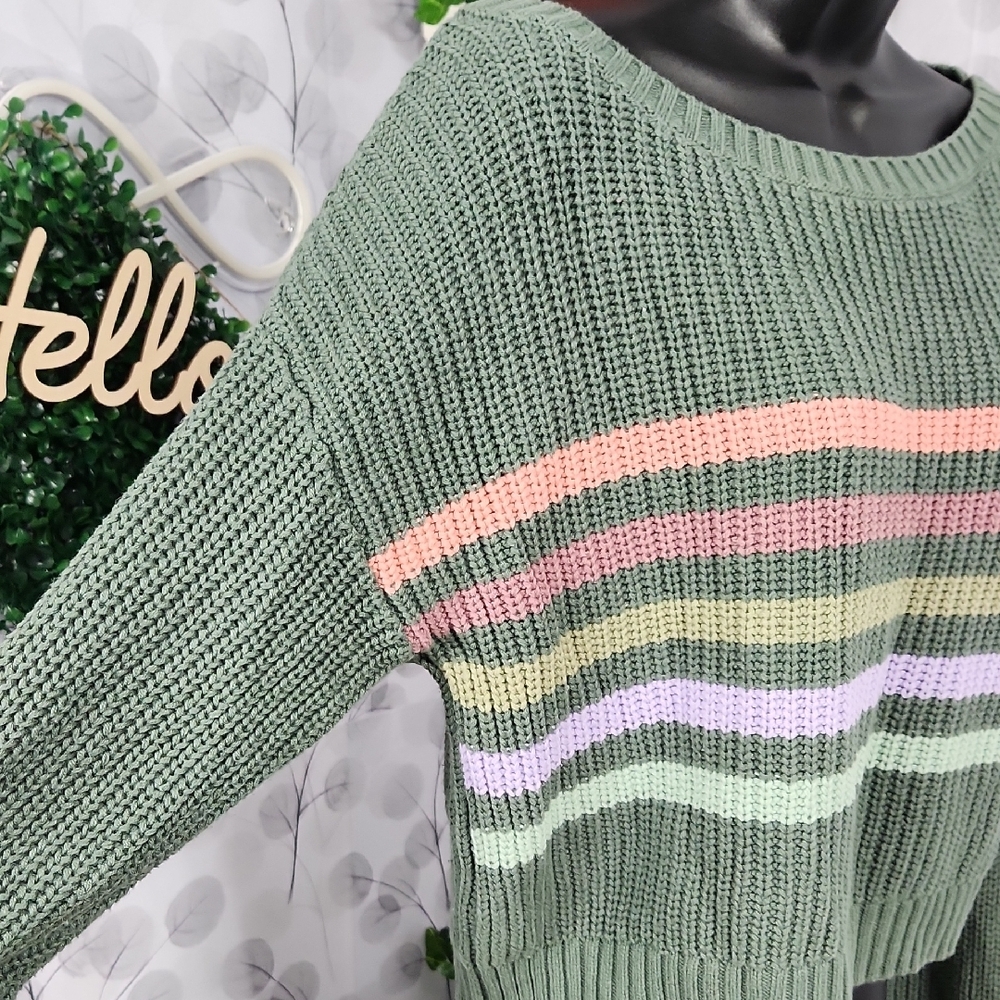 Aeropostale Striped Shaker Knit Cropped Sweater - Large - Picture 5 of 7